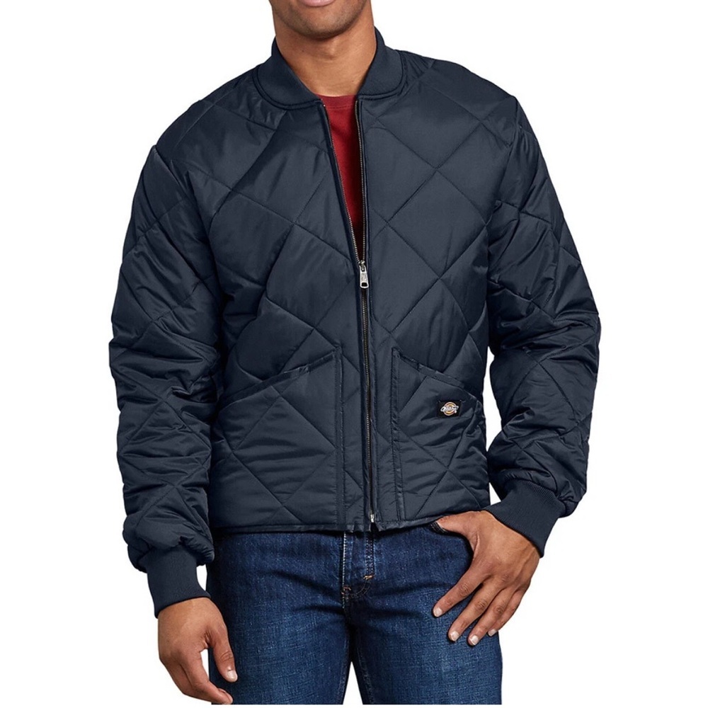 Dickies Men's Water Resistant Diamond Quilted Nylon bomber Jacket Navy size XL